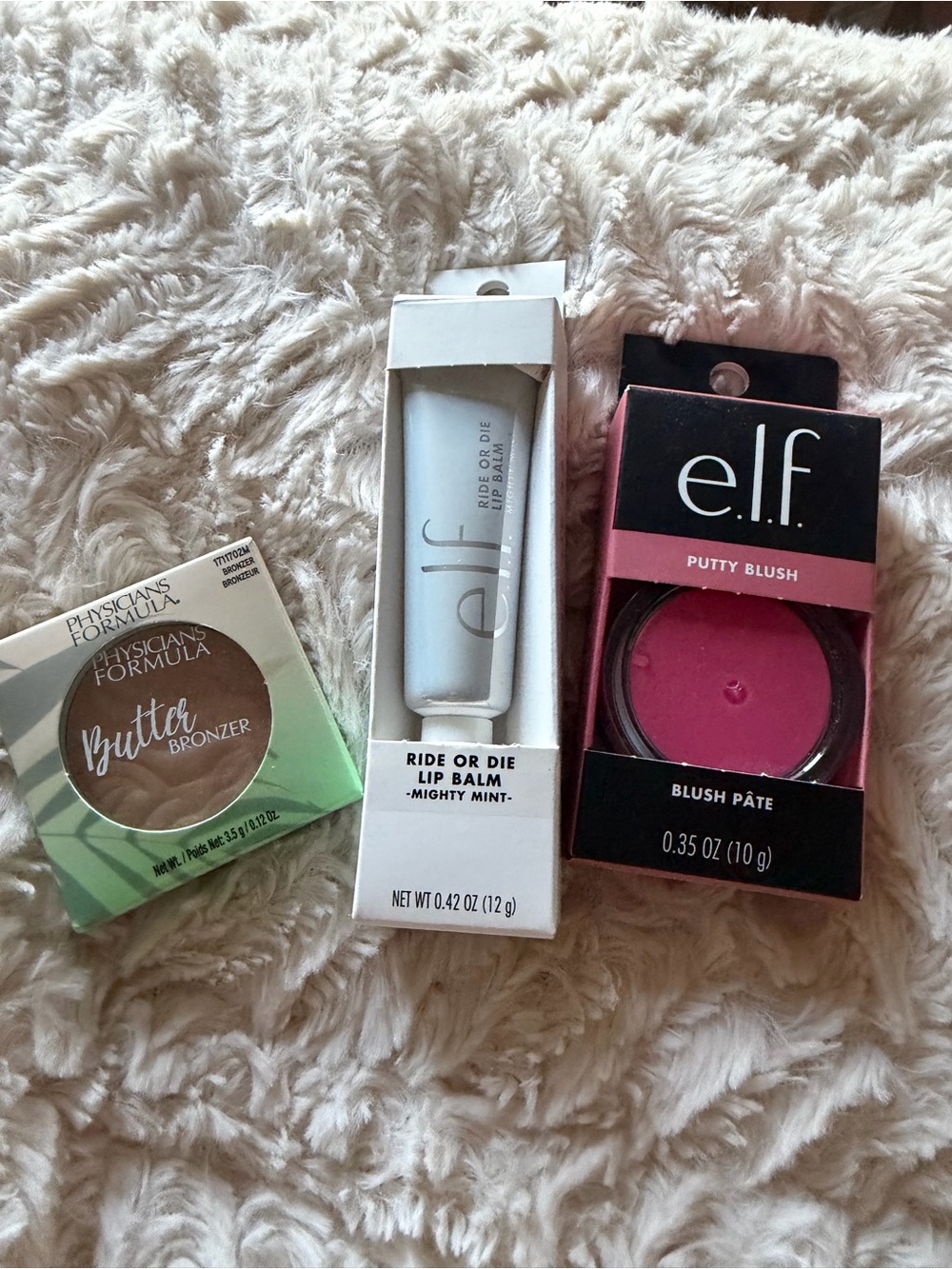 Elf Putty Blush, ELF Ride Or Die Lip Balm, Butter Bronzer Physcian Formula